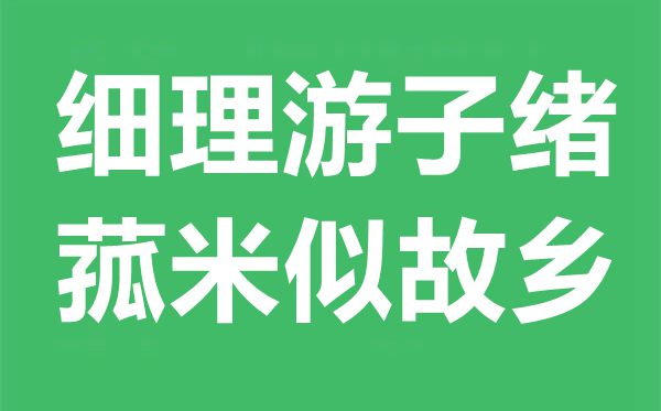 “细理游子绪，菰米似故乡”是什么意思,出处典故是什么？