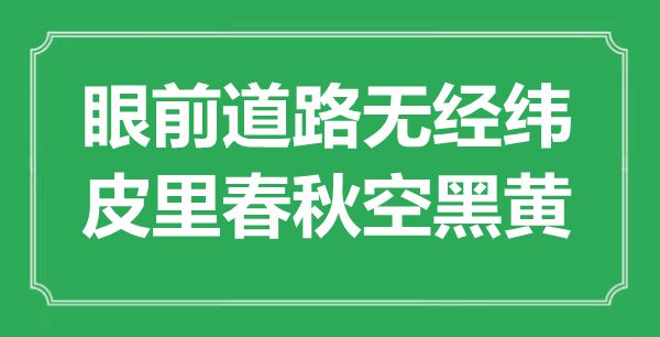 “眼前道路无经纬，皮里春秋空黑黄”是什么意思,出处是哪里