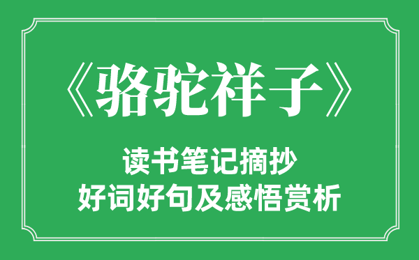 《骆驼祥子》读书笔记摘抄,骆驼祥子好词好句及感悟赏析