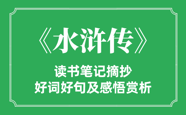 《水浒传》读书笔记摘抄,水浒传好词好句及感悟赏析