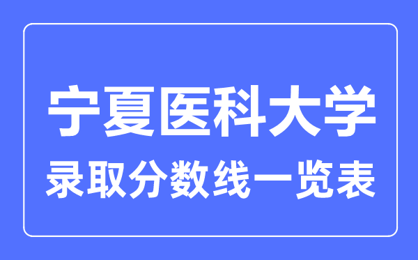 2023年高考多少分能上宁夏医科大学？附各省录取分数线