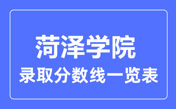 2023年高考多少分能上菏泽学院?附各省录取分数线