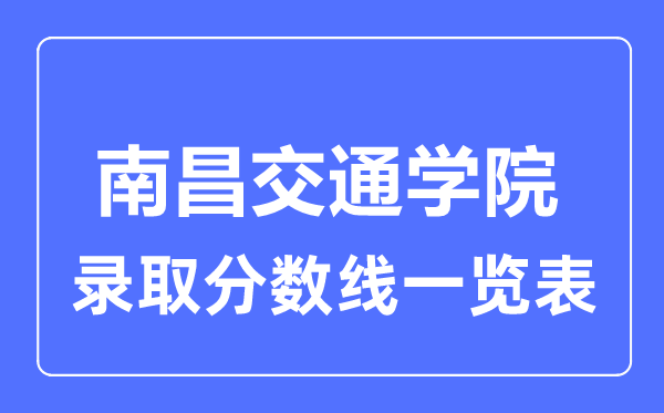 2023年高考多少分能上南昌交通学院?附各省录取分数线