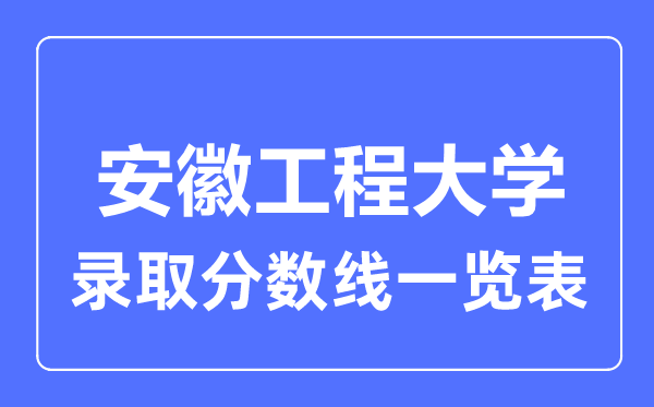 2023年高考多少分能上安徽工程大学?附各省录取分数线