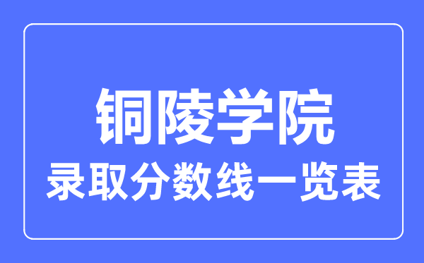 2023年高考多少分能上铜陵学院?附各省录取分数线