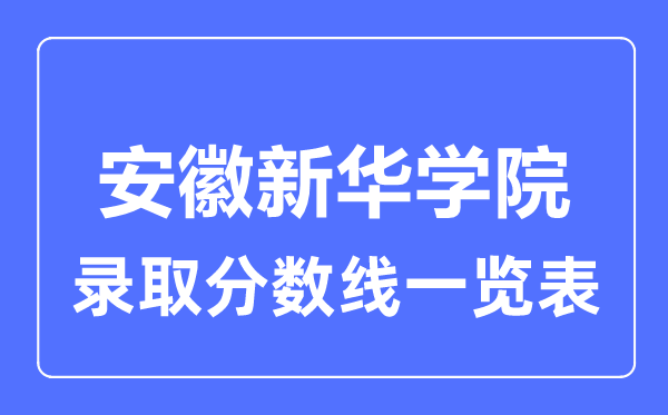 2023年高考多少分能上安徽新华学院?附各省录取分数线