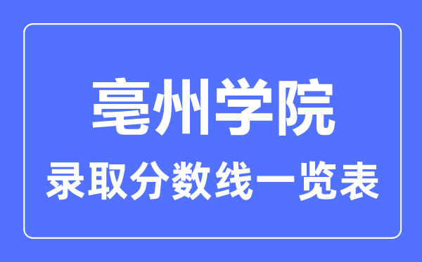2023年高考多少分能上亳州学院?附各省录取分数线