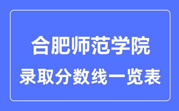 2023年高考多少分能上合肥师范学院?附各省录取分数线