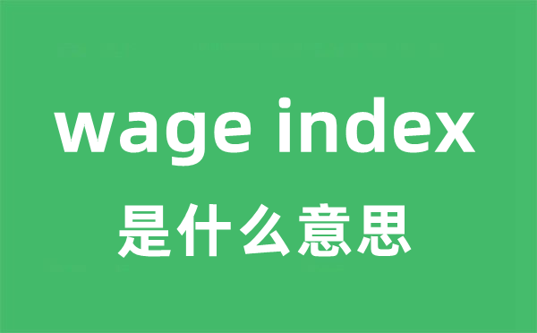wage index是什么意思