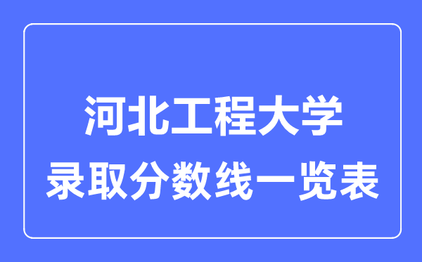 2023年高考多少分能上河北工程大学?附各省录取分数线