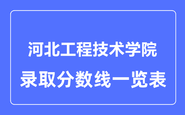 2023年高考多少分能上河北工程技术学院?附各省录取分数线