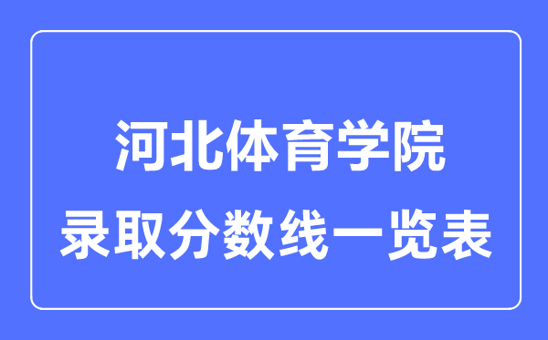 2023年高考多少分能上河北体育学院?附各省录取分数线