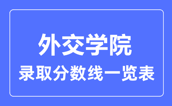 2023年高考多少分能上外交学院?附各省录取分数线