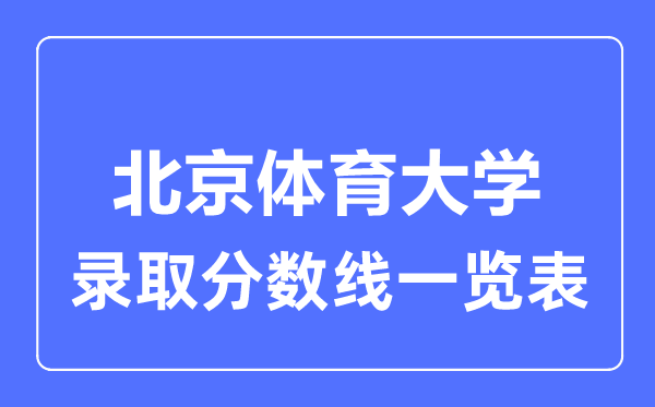 2023年高考多少分能上北京体育大学?附各省录取分数线