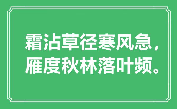 “霜沾草径寒风急，雁度秋林落叶频”是什么意思,出处是哪里