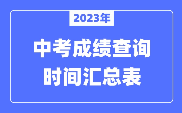 2023年全国各地中考成绩查询时间汇总表