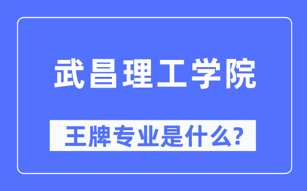 武昌理工学院王牌专业是什么,有哪些专业比较好?