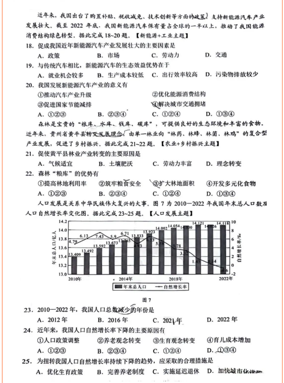 2023年广东中考地理试卷真题及答案