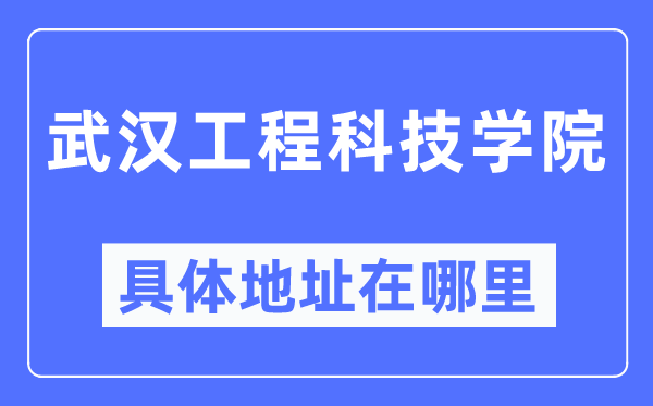 武汉工程科技学院具体地址在哪里,在武汉的哪个区?