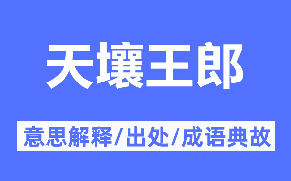 天壤王郎的意思解释,天壤王郎的出处及成语典故
