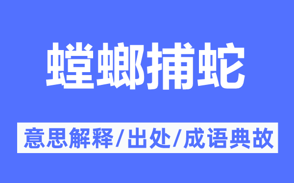 螳螂捕蛇的意思解释,螳螂捕蛇的出处及成语典故