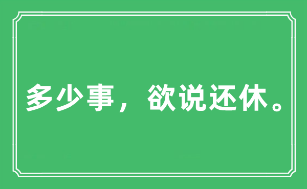 “多少事，欲说还休。”是什么意思,出处及原文翻译