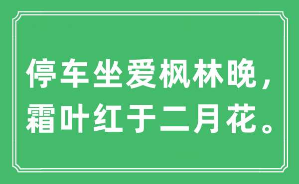 “停车坐爱枫林晚，霜叶红于二月花”是什么意思,出处及原文翻译
