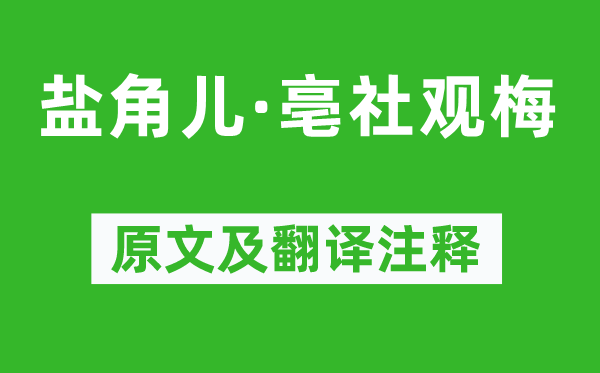 晁补之《盐角儿·亳社观梅》原文及翻译注释,诗意解释