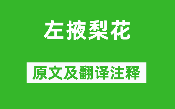 丘为《左掖梨花》原文及翻译注释,诗意解释