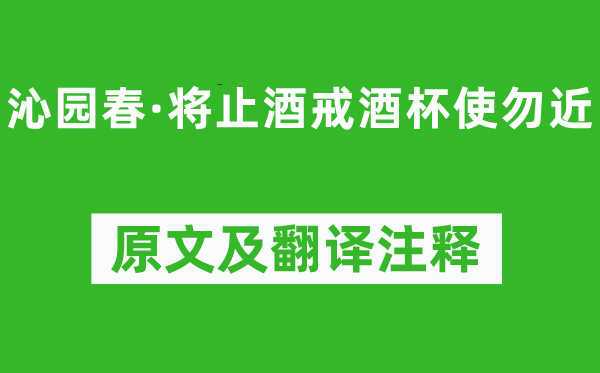 辛弃疾《沁园春·将止酒戒酒杯使勿近》原文及翻译注释,诗意解释