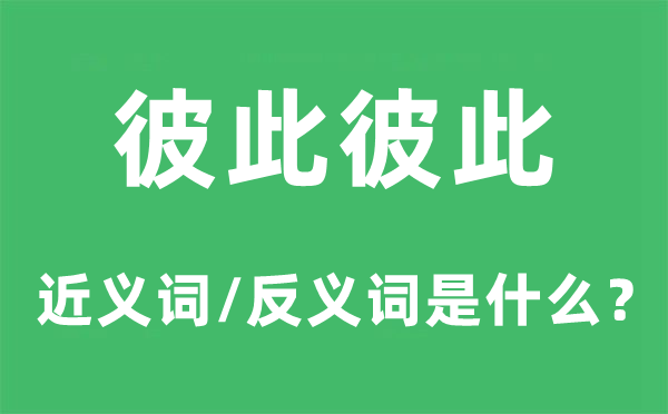 彼此彼此的近义词和反义词是什么,彼此彼此是什么意思