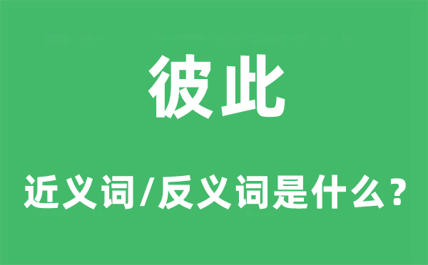 彼此的近义词和反义词是什么,彼此是什么意思