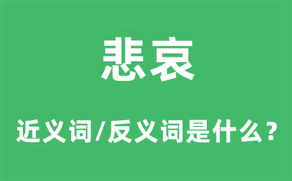 悲哀的近义词和反义词是什么,悲哀是什么意思