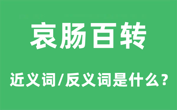 哀肠百转的近义词和反义词是什么,哀肠百转是什么意思