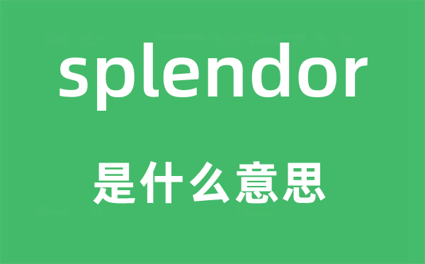 splendor是什么意思,splendor怎么读,中文翻译是什么