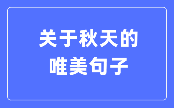 关于秋天的唯美句子(精选120句)