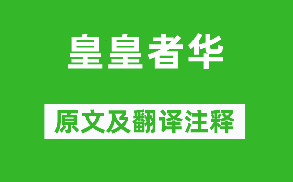 诗经·小雅《皇皇者华》原文及翻译注释,诗意解释