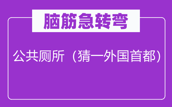 脑筋急转弯：公共厕所（猜一外国首都）