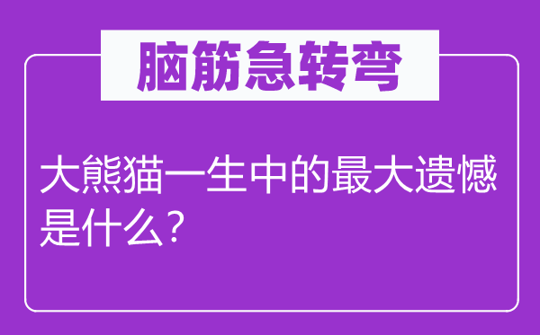 脑筋急转弯：大熊猫一生中的最大遗憾是什么？