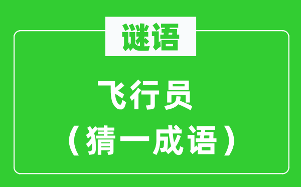 谜语：飞行员（猜一成语）