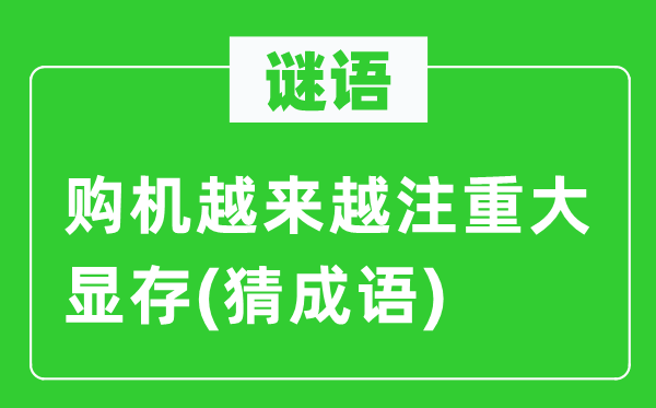 谜语：购机越来越注重大显存(猜成语)