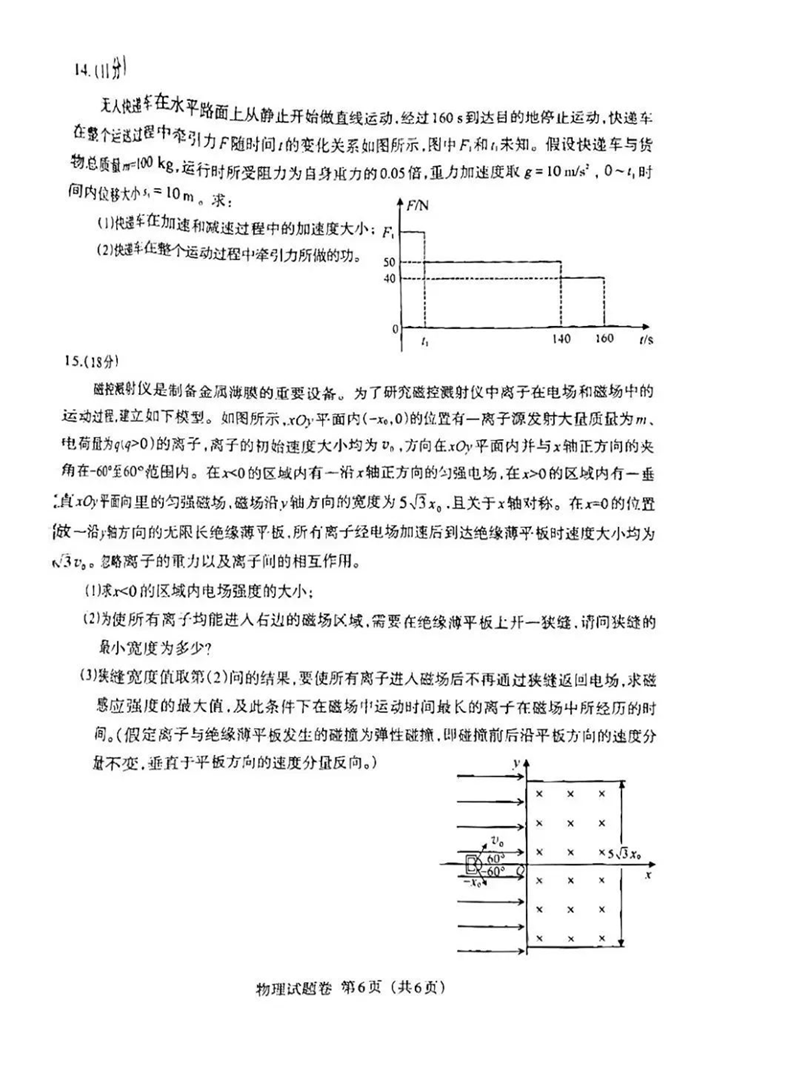 新高考2024九省联考物理试卷及答案解析