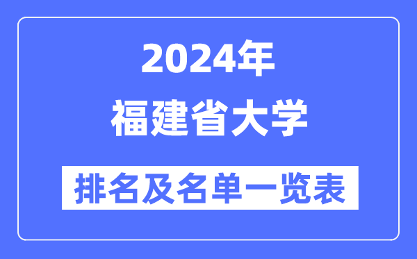 2024福建省大学排名及名单一览表（最新39所）
