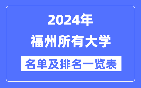 2024福州所有大学名单及排名情况一览表（共35所）