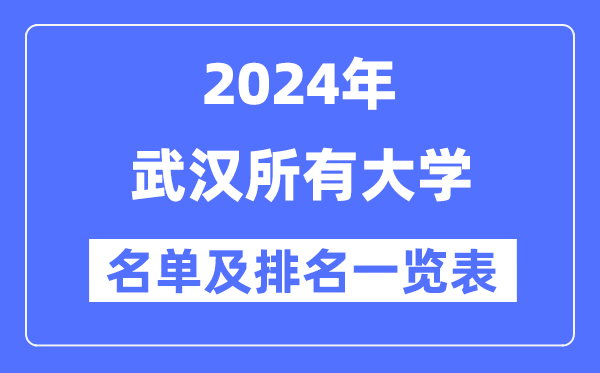 2024武汉所有大学名单及排名情况一览表（共83所）