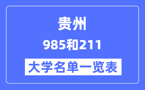贵州有哪些大学是985和211,贵州985和211高校名单一览表