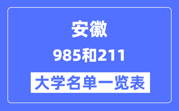 安徽有哪些大学是985和211,安徽985和211高校名单一览表