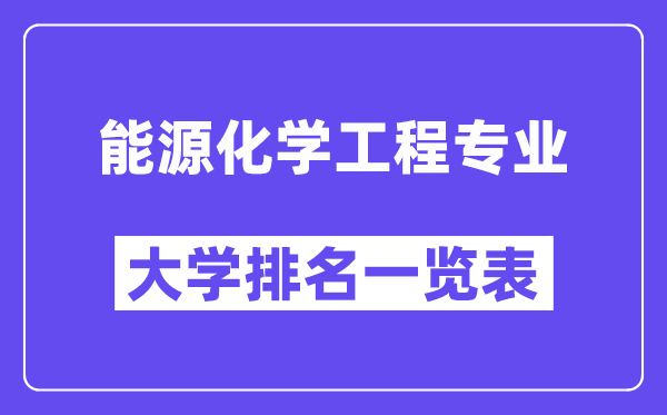 全国能源化学工程专业大学排名一览表（最新排行榜）