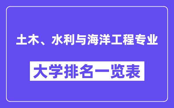 全国土木、水利与海洋工程专业大学排名一览表（最新排行榜）