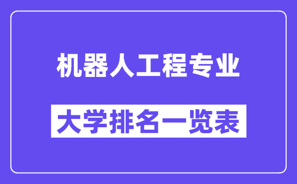 全国机器人工程专业大学排名一览表（最新排行榜）